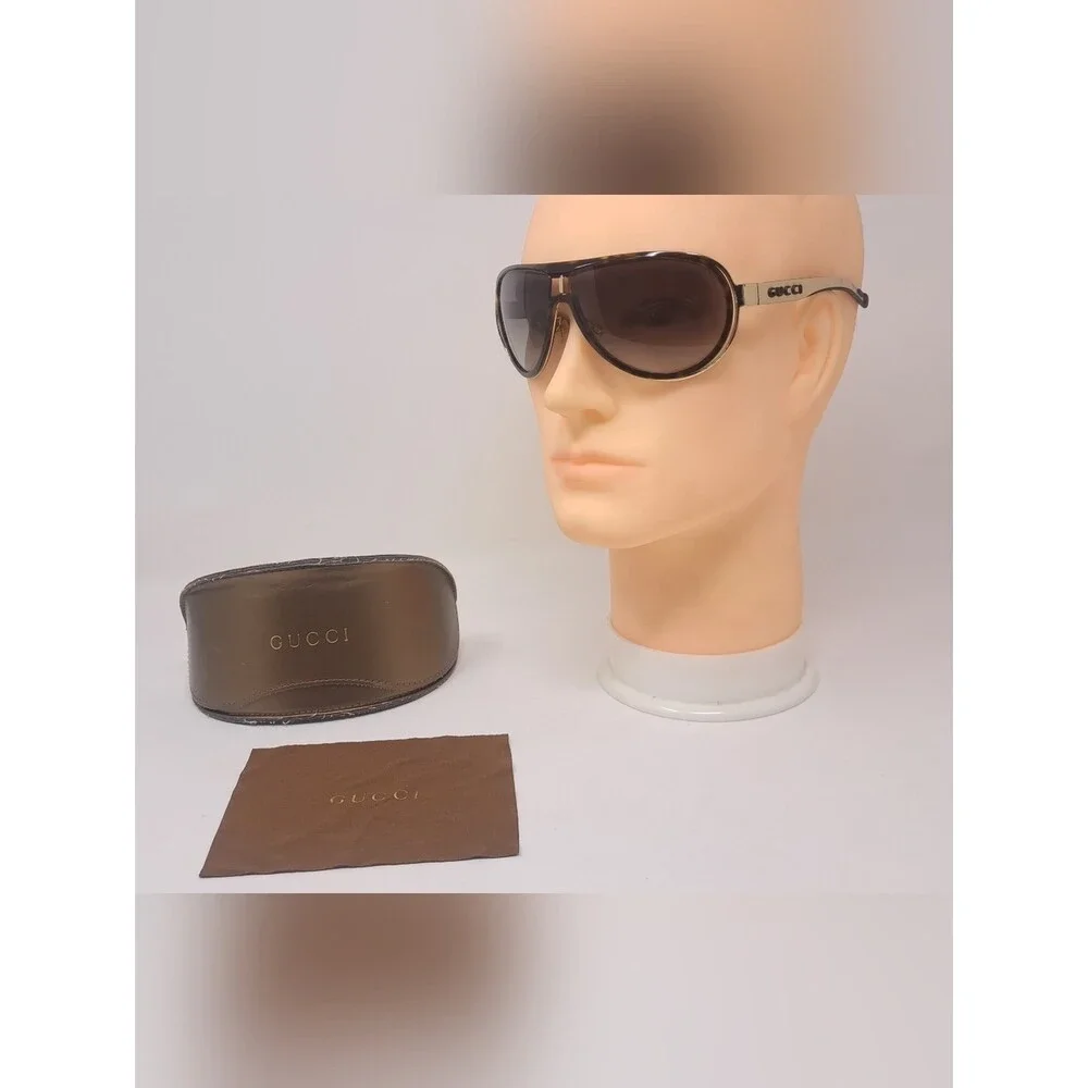 Gucci Vintage Sunglasses Y2K 90s Wrap Havana Gold Gradient GG1566/S 66-09-120